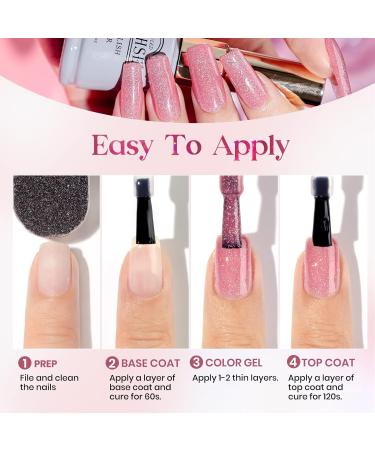 MIZHSE Pink Gel Nail Polish Shimmery Rose Jelly Color Natural Gel Polish Glitter Sparkle Pink Nail Gel 12ML Soak off UV LED for Home Salon DIY BV006 - Buy Online on SooperMarket.com