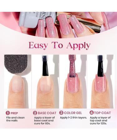 Rose Pink Glitter Gel Nail Polish - 12mL Sheer Nude Pink Shimmery Jelly Gel Polish - Buy Online on SooperMarket.com