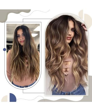 Buy Laavoo 55cm Brown Ombre Tape-In Real Hair Extensions | 50g 20pcs Remy Human Hair Balayage #2/6/12 - Invisible & Discreet - Buy Online on SooperMarket.com