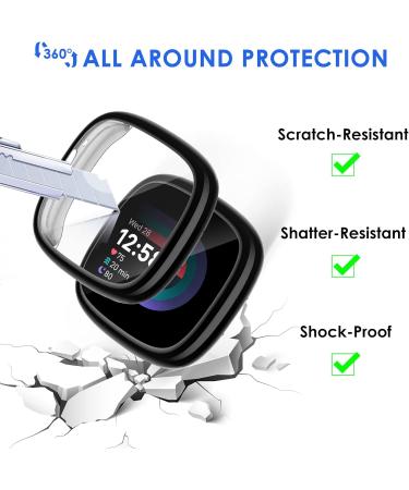 NANW 4-Pack Screen Protector Case for Fitbit Sense 2/Versa 4 | Soft TPU Bumper | Full Cover Protective Cases | Scratch-Proof | Black/Charcoal/Blue/Clear - Buy Online on SooperMarket.com