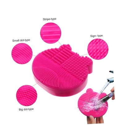 NOLITOY 2-in-1 Makeup Brush Holder & Scrubber - Silicone Cleaner Pad for Brushes - Portable Storage Rack - 11x10cm Rosy - International Shipping Available - Buy Online on SooperMarket.com