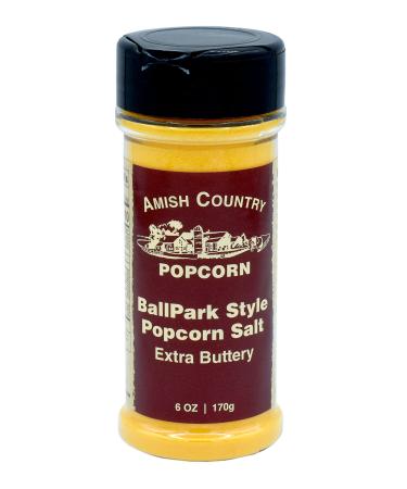 Amish Country Popcorn  Ballpark ButterSalt Popcorn Salt - 6 oz Bottle  Old Fashioned with Recipe Guide (6 oz Bottle)