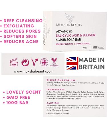 Sulphur Soap Bar with Advanced Salicylic Acid - 100g | Made In U.K | Paraben and Cruelty Free - Buy Online on SooperMarket.com