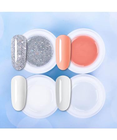 Wakaniya Builder Gel Nail Kit - 4 Colors UV Gel Set for Nail Extension - Includes Clear, White, Glitter, and Silver - Perfect for Beginners - DIY Nail Art Supplies - Buy Online on SooperMarket.com