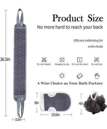 S&R PLKOP Exfoliating Body Scrubber Set - Back Scrubber, Bath Glove, Loofah Sponge - Deep Clean and Revitalize Skin - 3-Pack Grey - Buy Online on SooperMarket.com