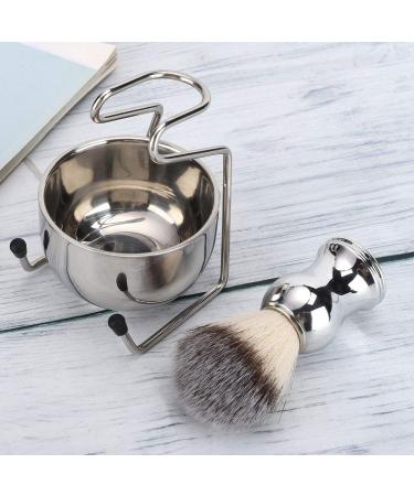 Premium Stainless Steel Shaving Brush Set - Beard Brush Holder Stand & Soap Dish | International Shipping - Buy Online on SooperMarket.com