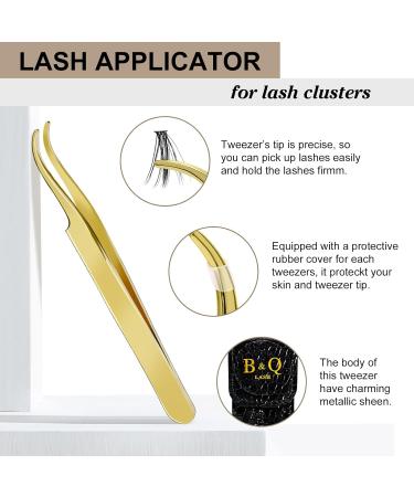 Eyelash Applicator - Rust-Free Eyelash Tweezers for Easy Application | Golden Eyelash Pliers with Brush - 1 PC for Artificial Eyelashes - Buy Online on SooperMarket.com