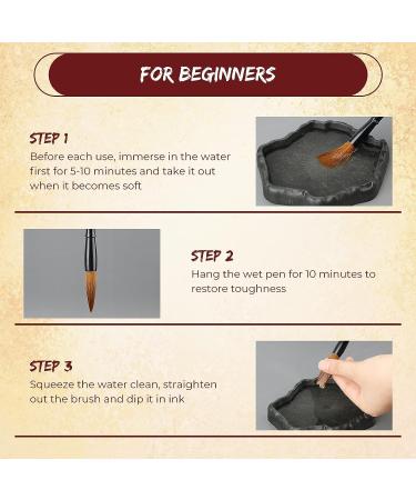 3 Pieces Traditional Chinese Calligraphy Brush Set for Beginner Watercolor Painting - Sumi Drawing Pens in 3 Sizes - Buy Online on SooperMarket.com