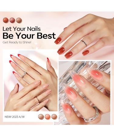 Modelones Gel Nail Polish 6 Colors Jelly Gel Polish Transparent Sheer Nude Neutral Nail Polish Soak Off UV Gel Nail Kit DIY Nail Art Salon Manicure Gifts for Women Girls Jelly Nude - Buy Online on SooperMarket.com