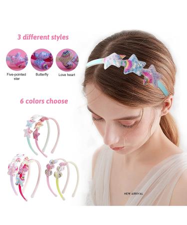 Fishdown Girls Glitter Headbands - 6Pcs Toddler Sequin Non-slip Hair Bands for Kids, Multicolor - Buy Online on SooperMarket.com