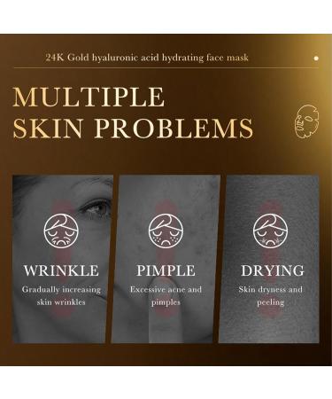 Shefave Sheet Mask 24K Gold Hyaluronic Acid Face Mask Set - Hydrating Face Mask Redness Relief Face Masks Skincare Face Mask Gift Set - Nourishing & Soothing Face Masks Beauty For All Skin Types - Buy Online on SooperMarket.com