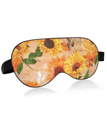 Haskirky Light Blocking Eye Mask Breathable and Adjustable Adult Men and Women Travel on Business Trips Yoga Meditation Light Smooth Comfortable Eye Mask Office Deep Sleep Goodies Watercolor Sunflo