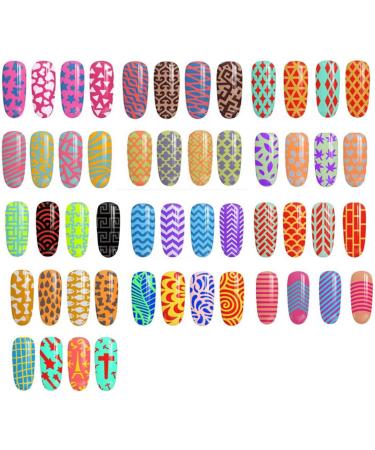 Dokpav 144 Pcs Nail Vinyl Stencils Set - 72 Unique Designs for Nail Art Decoration | DIY Nail Design Tools Decals - 24 Sheets - Buy Online on SooperMarket.com