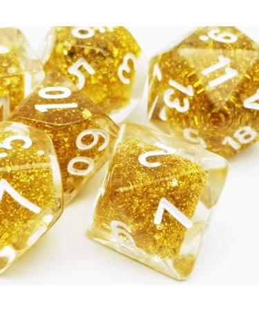 Haxtec Gold Glitter DND Dice Set - 7PCS Polyhedral Dungeons and Dragons Dice for Roleplaying Games - Buy Online on SooperMarket.com