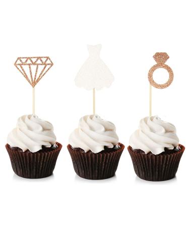 Unimall 24 pieces glitter bride cupcake topper wedding dress cake topper for wedding engagement bridal shower decorations its multicolored 4