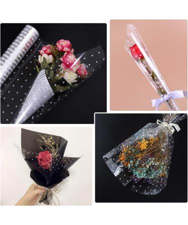 STOBOK Cellophane Wrap Roll White Dot Florist Paper Wrapper 15.7 inch x100 Ft Crystal Long Film Gift Wrappings Packing Paper for Flowers Craft Basket Bouquet Fruit Food - Buy Online on SooperMarket.com