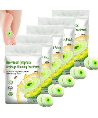 LUKMLCA Bee Venom Lymphatic Drainage Slimming Foot Patch LUKMLCA Bee Venom Foot Patch Bee Venom Lymphatic Drainage & Slimming Patches Effective Feet Health Patches for Foot and Body Care (5 Bag)