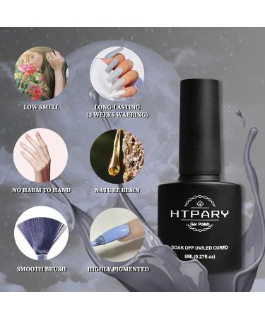 HTPARY Bright Grey Gel Nail Polish | Long Lasting, Soak Off, UV/LED Cure | Nail Art Manicure Salon Quality | Perfect DIY Gift for Girls & Women - Dark Grey - Buy Online on SooperMarket.com