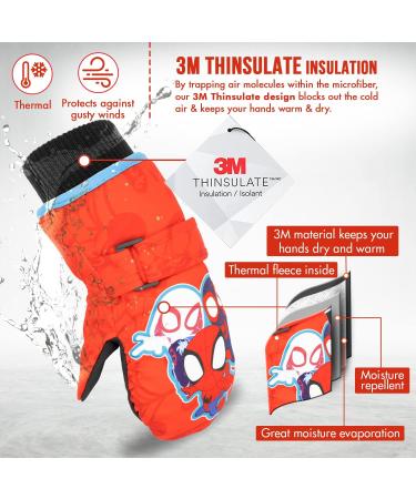 Spiderman Toddler Snow Gloves | 3M Thinsulate Waterproof Mittens for Kids 2-5 Years | Winter Gloves with Spidey and Friends - Buy Online on SooperMarket.com