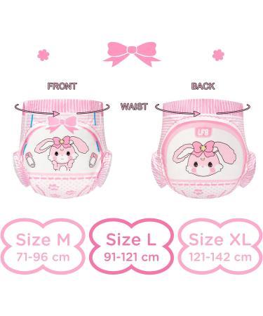 LittleForBig Adult Printed Diaper 10 Pieces - Baby Usagi Pink L - Large 36-48 - Buy Online on SooperMarket.com