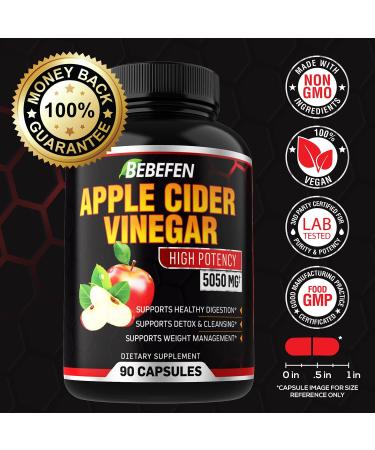 Apple Cider Vinegar Capsules 5050mg with Black Pepper Extract - 90 Capsules | Supports Weight Management, Digestion, Detox & Immune | 3 Months Supply - Buy Online on SooperMarket.com