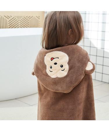 Gneliwm Baby Hooded Bath Towel Swaddle Wrap Blanket Bathrobe Ultra Soft Absorbent Coral Velvet Poncho Shower Towel for Newborn Infant Toddler (Brown Monkey) - Buy Online on SooperMarket.com