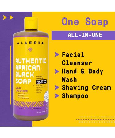 Alaffia Authentic African Black Soap 2-Pack Multi-Purpose Face & Body Wash, Shampoo, and Shaving Soap with Fair Trade Shea Butter & Wild Lavender Suitable for All Skin Types - 64 Fl Oz Total - Buy Online on SooperMarket.com