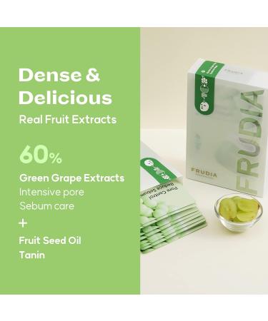 FRUDIA WELCOS Green Grape Pore Control Mask - Korean Sheet Mask for Pore Minimizing & Oil Control (Pack of 10 - Buy Online on SooperMarket.com