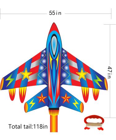 Large Flerigh Plane Kite for Kids and Adults | Easy to Fly & Assemble | Ideal for Beginners & Professionals | Beach & Outdoor Activities | Ages 4-12 - Buy Online on SooperMarket.com