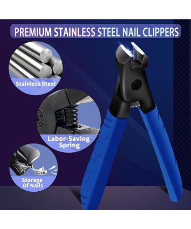Portable Ultra Sharp Nail Clippers for Thick Nails - Heavy Duty Toenail Clipper with Long Handle - Professional Nail Trimmer for Men and Women - Blue - Buy Online on SooperMarket.com