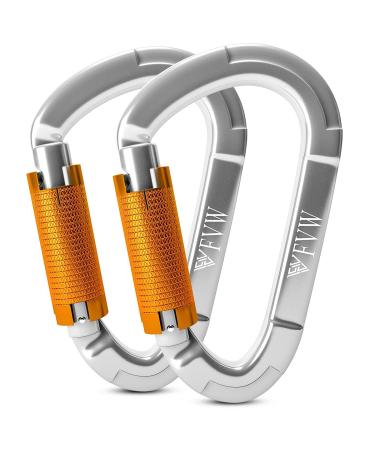 Carabiner climbing climbing equipment 3 pieces uiaa certified 25kn auto locking climbing carabiner clips for hammocks swing locking dog lily silver x 2