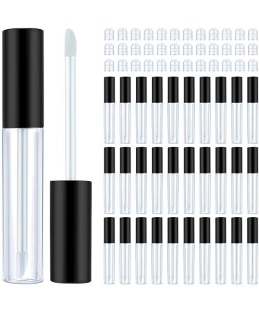 50 Pieces Empty Lip Gloss Containers Lip Gloss Tubes  Refillable Lip Balm Bottles Plastic Lipstick Tubes with Rubber Inserts Cosmetic Tools for Women DIY Makeup  10 ml (Black)