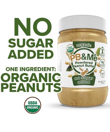 PB&Me Organic Powdered Peanut Butter - Keto Snack, Gluten Free, Plant Protein - 16oz (1lb) - No Sugar Added - Buy Online on SooperMarket.com