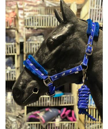 Equipride Horse Print Fur Padded Nylon Headcollars with Lead Rope Royal Blue (Mini Shetland) Royal Blue Mini Shetland - Buy Online on SooperMarket.com