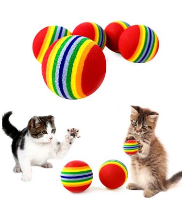 PET SHOW Cat Toy Balls Interactive for Indoor Cats Best Pet Favorite Gift Soft EVA Kitten Foam Ball Chase Quiet Playing Sponge Toys Cats Stuff Supplies 10pcs Red Rainbow