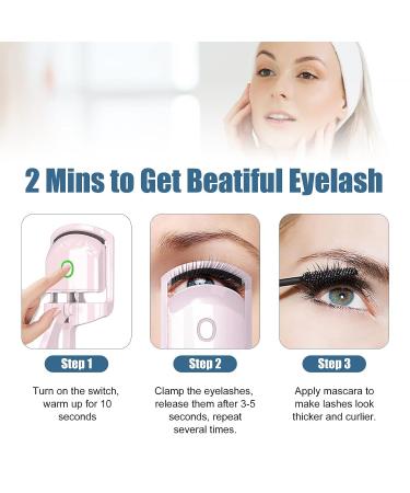 Heated USB Rechargeable Electric Eyelash Curler - Quick Pre-Heat Technology for Natural and Long Lasting Curl - Pink - Buy Online on SooperMarket.com