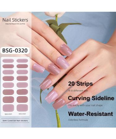 Semi Cured Gel Nail Strips Gel Nail Stickers - 16 Pcs Nail Stickers for Nail Art Soft Self-Adhesive Gel Nail Wraps Easy Apply & Remove for Salon-Quality Manicure Kit (UV/LED Lamp Required) (BSG-0320) - Buy Online on SooperMarket.com
