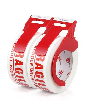 BOMEI PACK 2 Pack Fragile Tape- Handle with Care Packing Printing Tape - 110 Yards Heavy Duty Tape for Moving Box - Shipping Tape with Dispenser - 2 Inch x 330 Feet - Buy Online on SooperMarket.com
