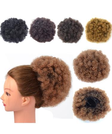 Afro Puff Drawstring Ponytail Synthetic Extension Short Kinky Curly Hair Ponytail Clip in Hair Extensions for Women Bun Ponytail Bun Hairpieces (Large T1B/30#) L T1B/30#