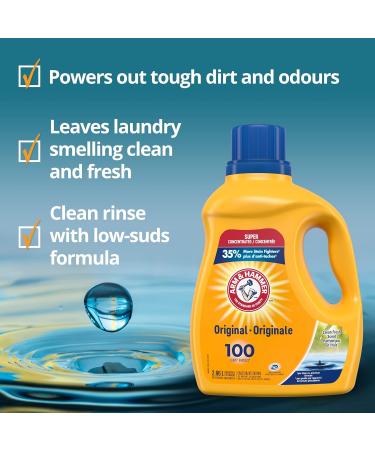 Arm & Hammer Liquid Laundry Detergent Super Concentrated Clean Fresh Scent 100 Loads 2.96-L - Buy Online on SooperMarket.com