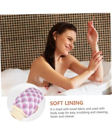 Buy 3-Piece Bath Towel Set with Lotion Gloves Bath Sponge & Back Scrubber - Deep Cleaning Tool - Purple - International Shipping Available - Buy Online on SooperMarket.com
