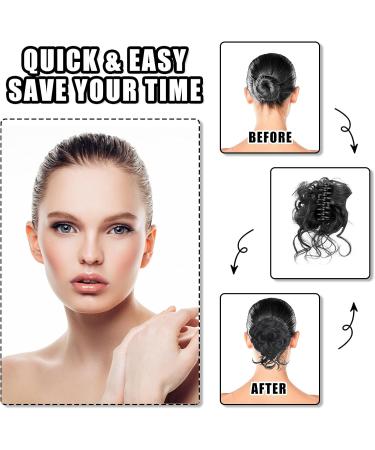 Long beard ball head wig bun grab clip Fluffy natural scrunchie bridal cocktail hairpin Messy Hair Bun Extensions Curly Wavy Hair Scrunchies claw Clip Messy Bun Hairpiece (Brownish black) - Buy Online on SooperMarket.com