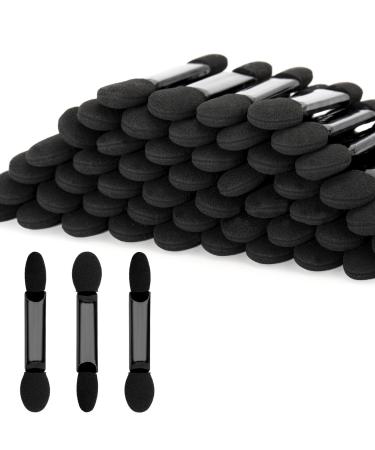 50PCS Sponge Eyeshadow Applicators - Disposable Eyeshadow Applicators -Black Eye Shadows Sponge Brushes - Eye Makeup Applicators for Nails and Eyeshadow Makeup 50 PCS Black