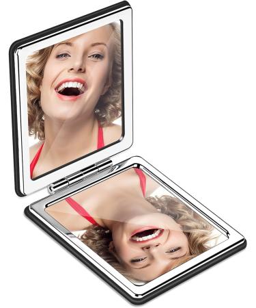 YTLX Compact Makeup Mirror 1x/2x Magnifying Foldable Cosmetic Mirror - Portable Black Vanity Mirror for Men and Women - Buy Online on SooperMarket.com