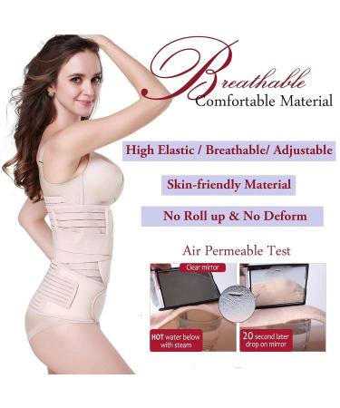3-in-1 Postpartum Support Belt for Women | Abdominal Belt for After Birth & C-Section Recovery - Beige, Size L - Buy Online on SooperMarket.com