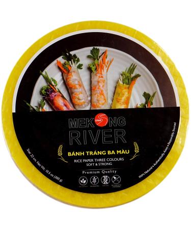 Lyan Mekong River Banh Trang Vietnamese Rice Paper Wrappers Spring Roll Wrappers Rice Wrappers for Vegan Spring Rolls- (300g Square 22cm) 3 Colours