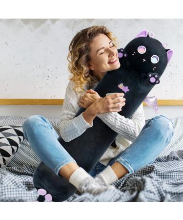 Mewaii 36in Long Cat Plush Pillow - Big Eyes Kitten Stuffed Animal Toy for Kids | Purple Hugging Pillow 36inch - Buy Online on SooperMarket.com