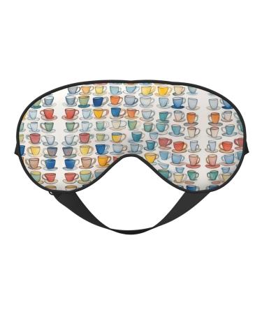 SSIMOO Hand Drawn Teapots and Cups Soft Sleep Eye Mask Female Breathable Eye Patch Perfect for Travel and Relaxation Black