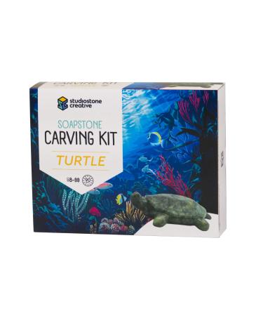 STUDIOSTONE CREATIVE Turtle Soapstone Sculpture Stone Carving DIY Arts and Crafts Kit for Kids Adults
