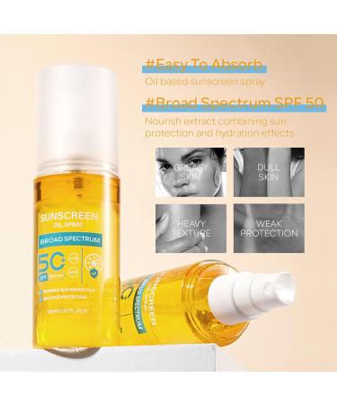 SPF 50 Oil Sunscreen Spray - Broad Spectrum Hydrating UV Protection | SPF Glow Oil Mist 100ML - Buy Online on SooperMarket.com